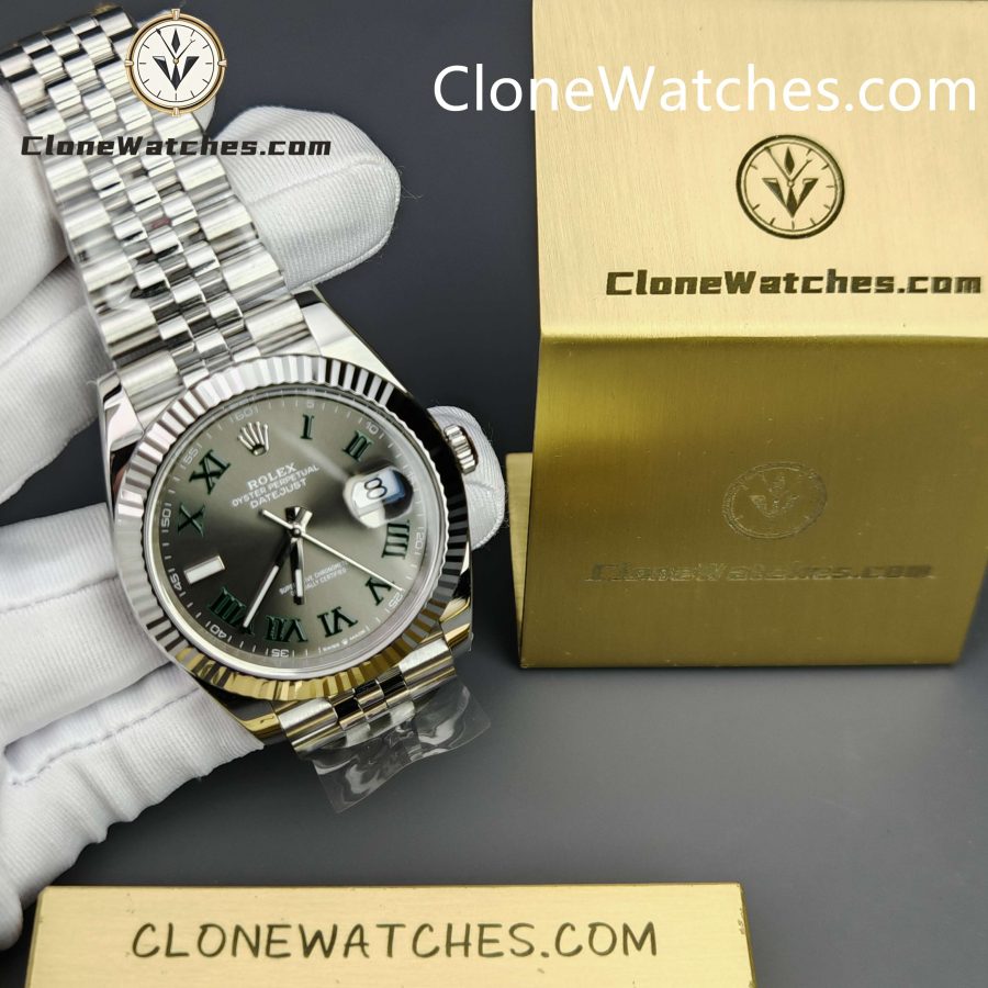 Rolex Super Clone Watches 1:1 DateJust Grey Roman Dial Jubilee 41MM M126334 3235 Movement - Image 6