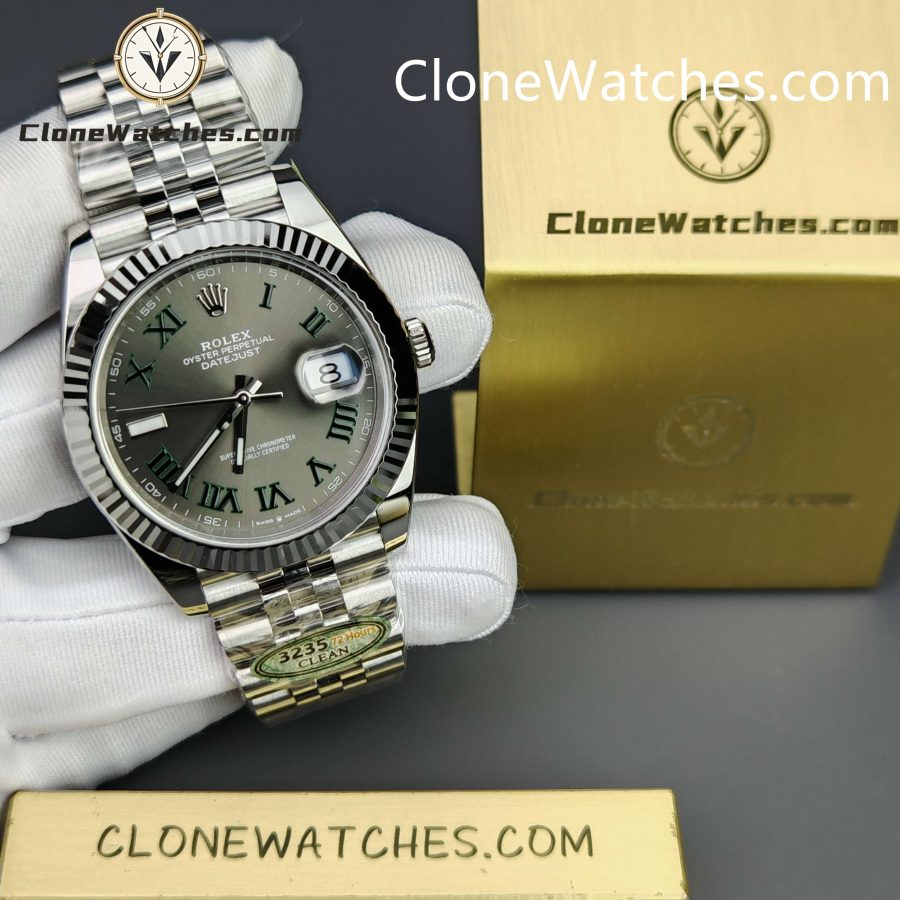 Rolex Super Clone Watches 1:1 DateJust Grey Roman Dial Jubilee 41MM M126334 3235 Movement - Image 5