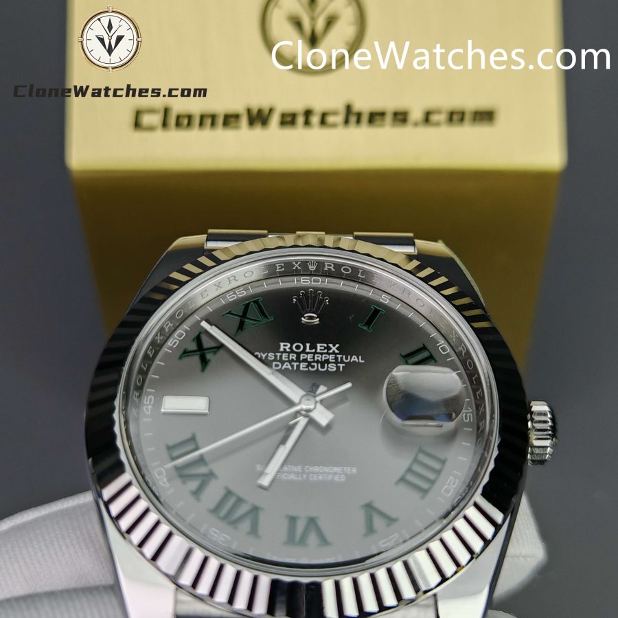 Rolex Super Clone Watches 1:1 DateJust Grey Roman Dial Jubilee 41MM M126334 3235 Movement - Image 7