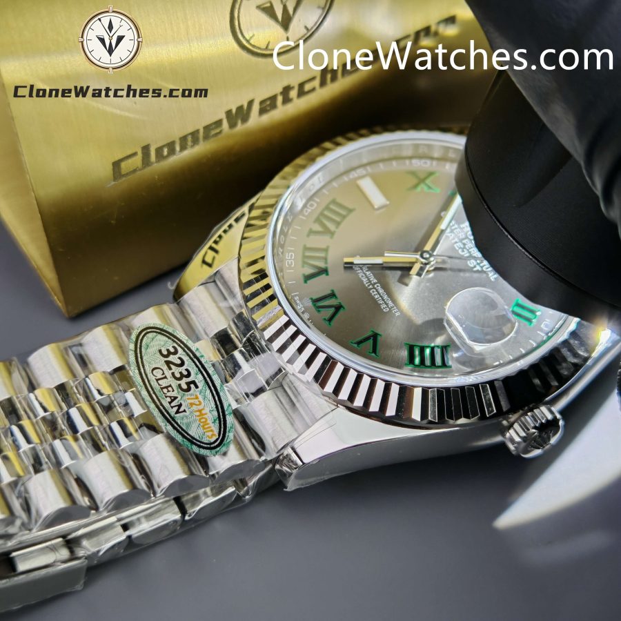 Rolex Super Clone Watches 1:1 DateJust Grey Roman Dial Jubilee 41MM M126334 3235 Movement - Image 8