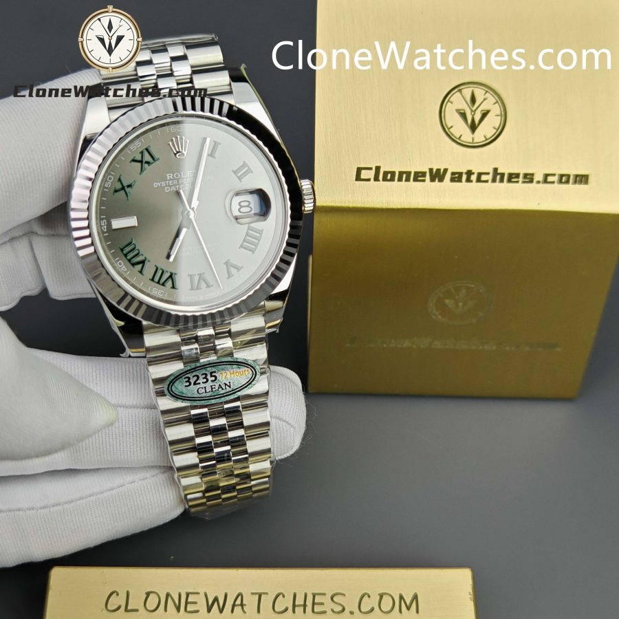 Rolex Super Clone Watches 1:1 DateJust Grey Roman Dial Jubilee 41MM M126334 3235 Movement - Image 4