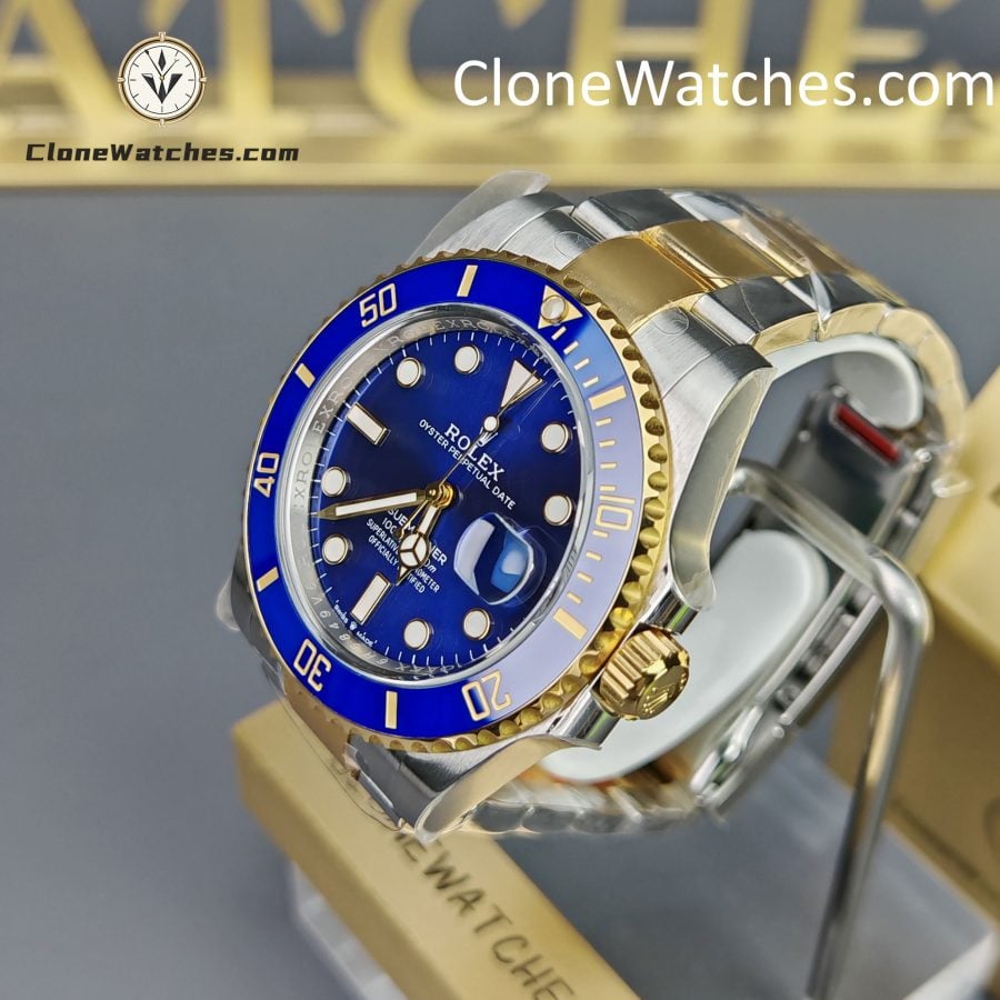 Rolex Super Clone Watches 1:1 Gold Blue Dial Submariner 126613LB 3235 Movement - Image 3
