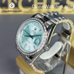 Rolex Super Clone Watches 1:1 Day Date Ice Blue Diamond Bezel Dial 40mm 228396TBR 3255 Movement - Image 2