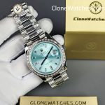 Rolex Super Clone Watches 1:1 Day Date Ice Blue Diamond Bezel Dial 40mm 228396TBR 3255 Movement - Image 4
