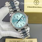 Rolex Super Clone Watches 1:1 Day Date Ice Blue Diamond Bezel Dial 40mm 228396TBR 3255 Movement - Image 5