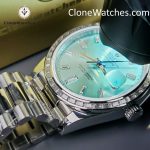Rolex Super Clone Watches 1:1 Day Date Ice Blue Diamond Bezel Dial 40mm 228396TBR 3255 Movement - Image 14