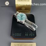 Rolex Super Clone Watches 1:1 Day Date Ice Blue Diamond Bezel Dial 40mm 228396TBR 3255 Movement - Image 16