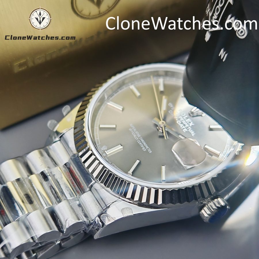 Rolex Super Clone Watches 1:1 Day Date Grey Dial 40mm m228239-0060 Presidential Bracelet - Image 14