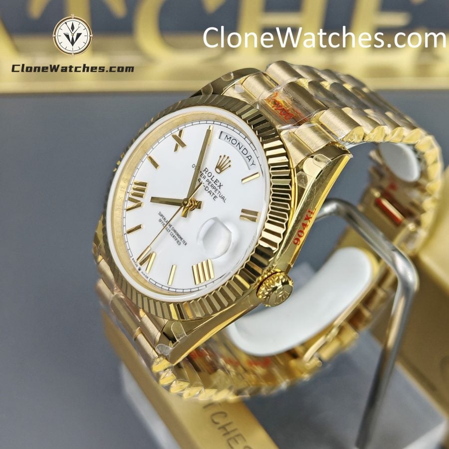 Rolex Super Clone Watches 1:1 Day Date 18K Gold White Dial 40mm m228238-0042 3255 Movement - Image 2