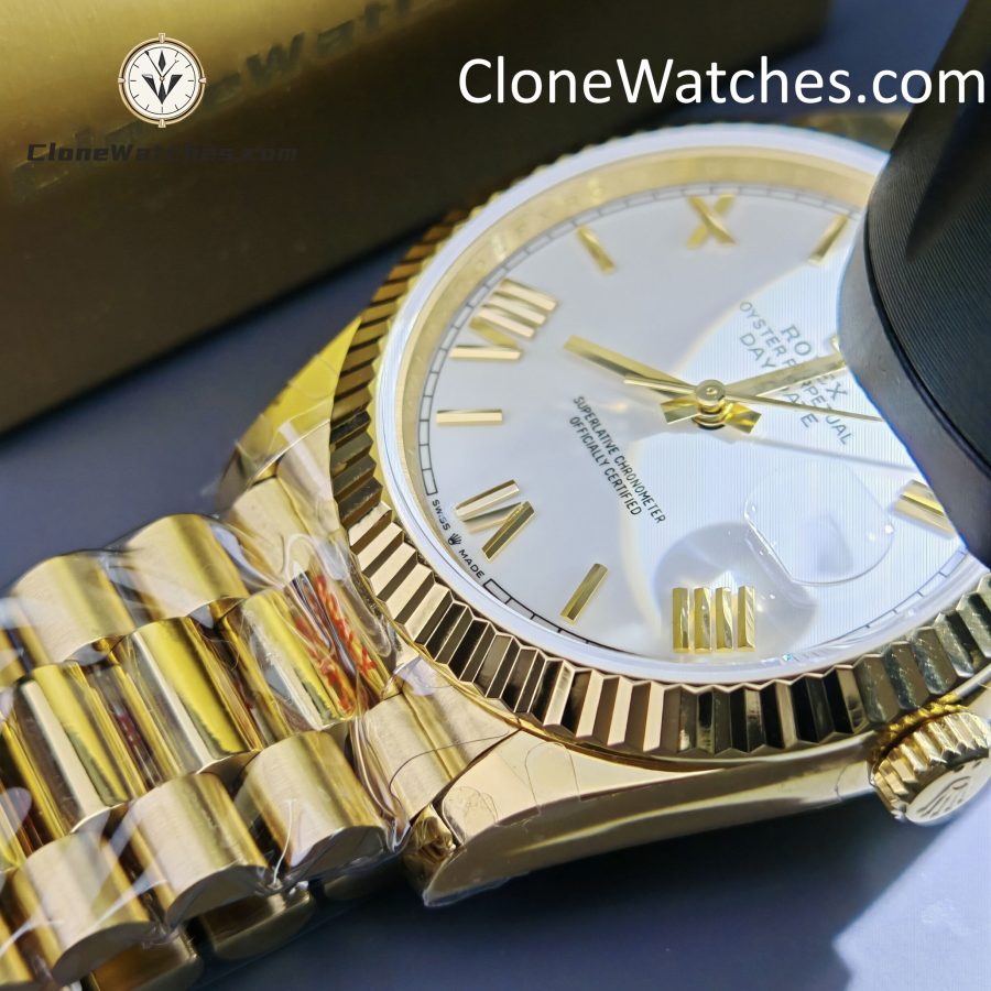 Rolex Super Clone Watches 1:1 Day Date 18K Gold White Dial 40mm m228238-0042 3255 Movement - Image 14