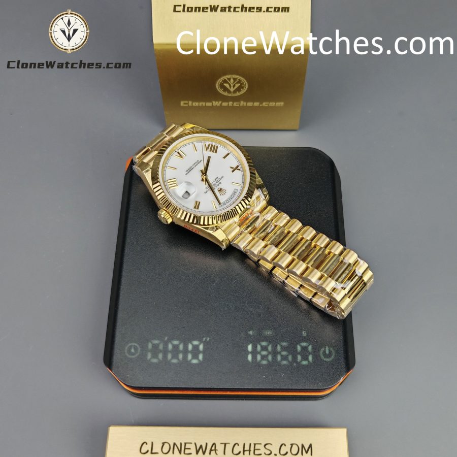 Rolex Super Clone Watches 1:1 Day Date 18K Gold White Dial 40mm m228238-0042 3255 Movement - Image 16
