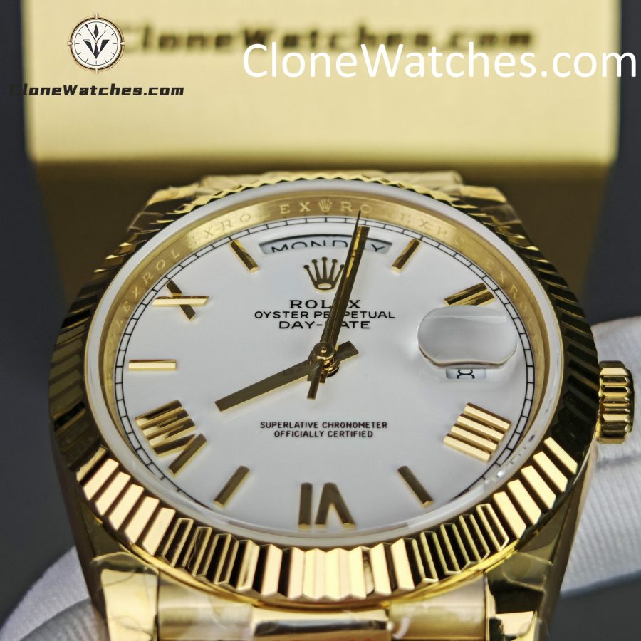 Rolex Super Clone Watches 1:1 Day Date 18K Gold White Dial 40mm m228238-0042 3255 Movement - Image 13