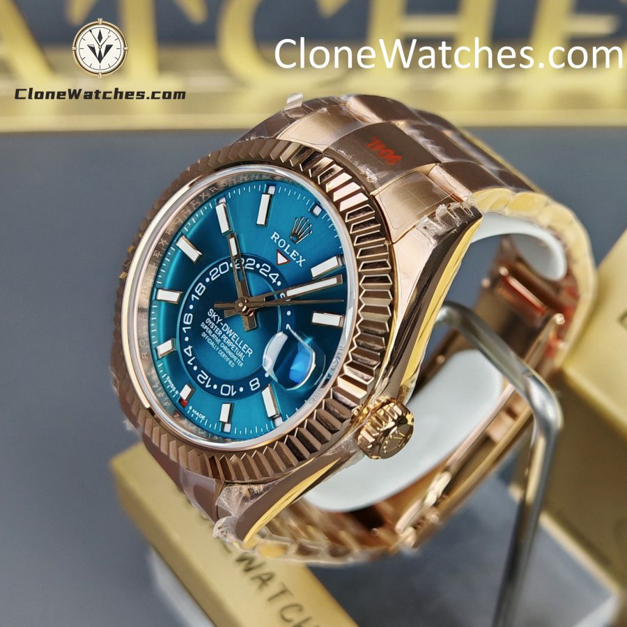 Rolex Super Clone Watches 1:1 Sky Dweller Rose Gold Blue Oyster M336935 9002 Movement - Image 3