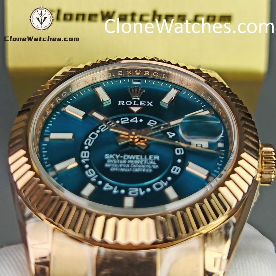 Rolex Super Clone Watches 1:1 Sky Dweller Rose Gold Blue Oyster M336935 9002 Movement - Image 14