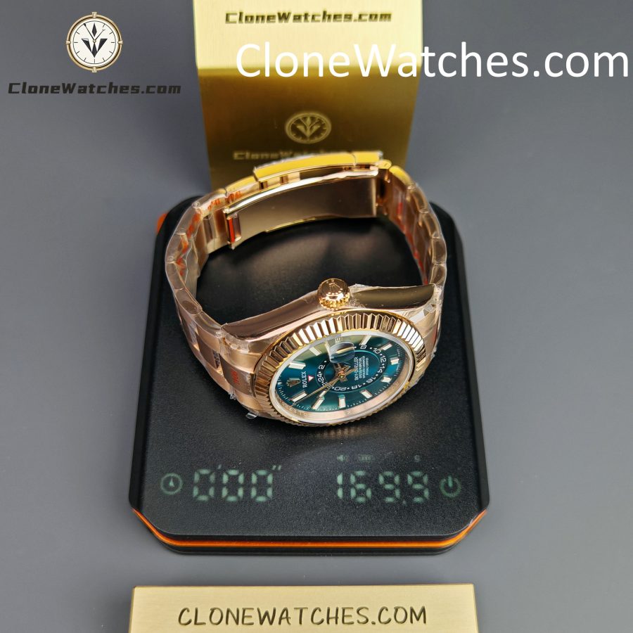 Rolex Super Clone Watches 1:1 Sky Dweller Rose Gold Blue Oyster M336935 9002 Movement - Image 17