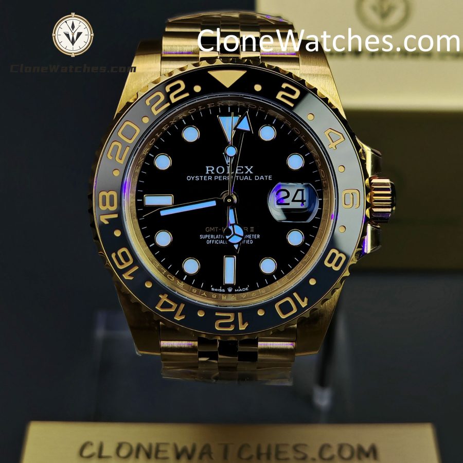 Rolex Super Clone Watches 1:1 GMT Master II 18k Gold m126718grnr Jubilee 3285 Movement - Image 2