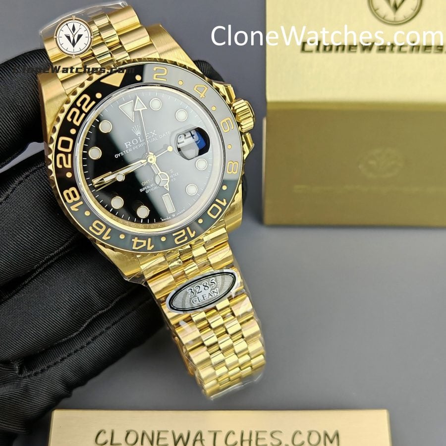 Rolex Super Clone Watches 1:1 GMT Master II 18k Gold m126718grnr Jubilee 3285 Movement - Image 4