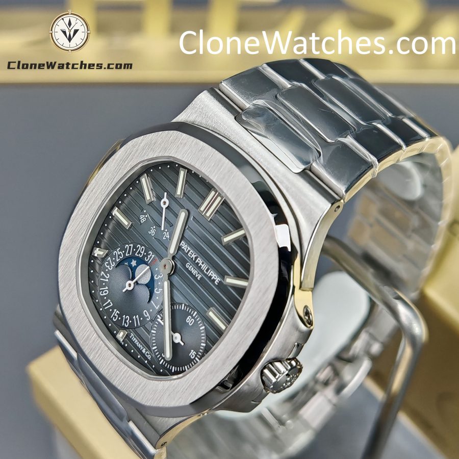 Patek Philippe Super Clone Watches 1:1 Nautilus Moon Phase 5712 Tiffany & Co Blue Dial New Clasp - Image 3