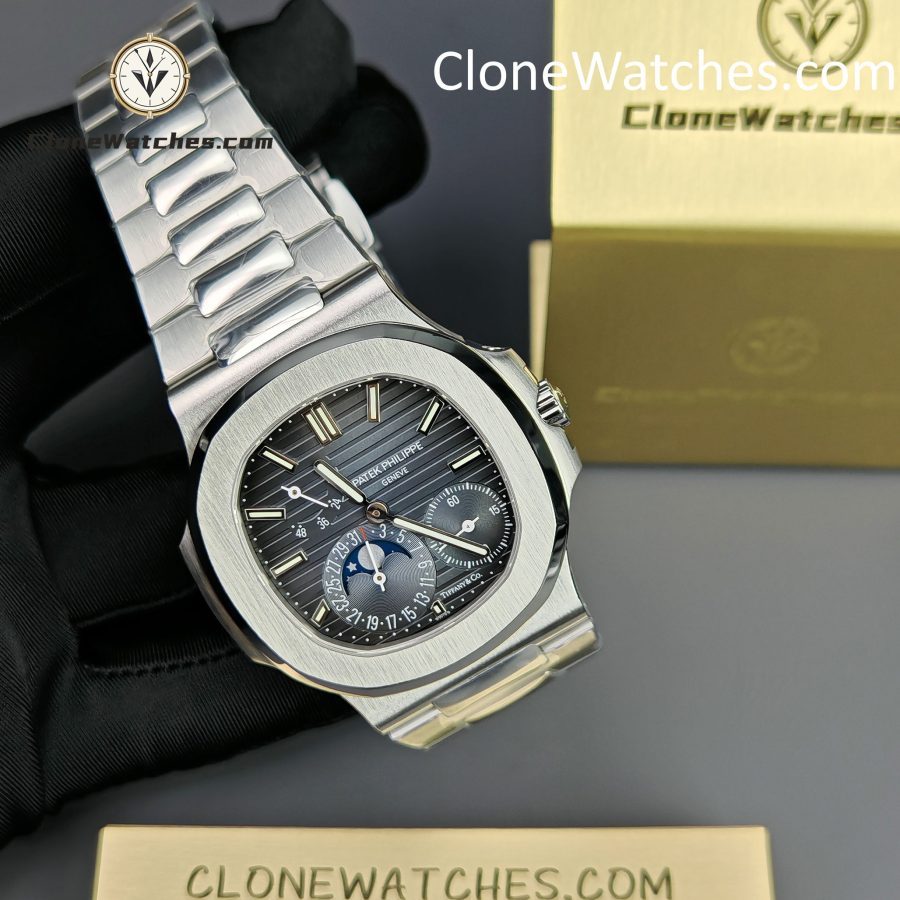 Patek Philippe Super Clone Watches 1:1 Nautilus Moon Phase 5712 Tiffany & Co Blue Dial New Clasp - Image 5