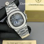 Patek Philippe Super Clone Watches 1:1 Nautilus Moon Phase 5712 Tiffany & Co Blue Dial New Clasp - Image 6