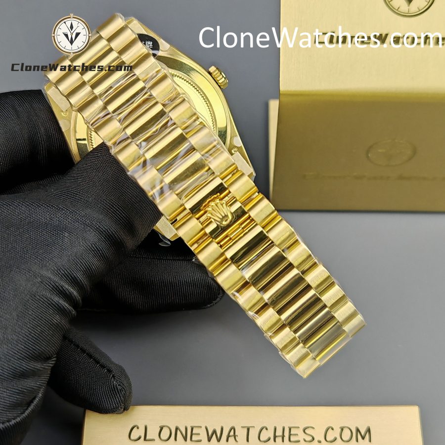 Rolex Super Clone Watches 1:1 Day Date 18K Gold Black Diamond Dial 40mm m228238-0004 3255 Movement - Image 6