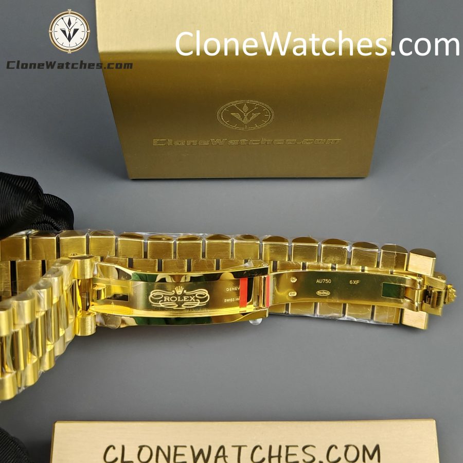 Rolex Super Clone Watches 1:1 Day Date 18K Gold Black Diamond Dial 40mm m228238-0004 3255 Movement - Image 11