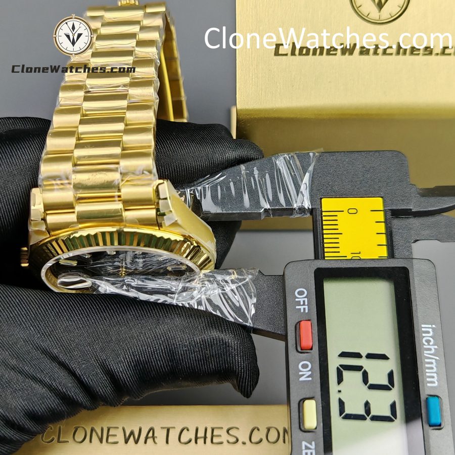Rolex Super Clone Watches 1:1 Day Date 18K Gold Black Diamond Dial 40mm m228238-0004 3255 Movement - Image 15