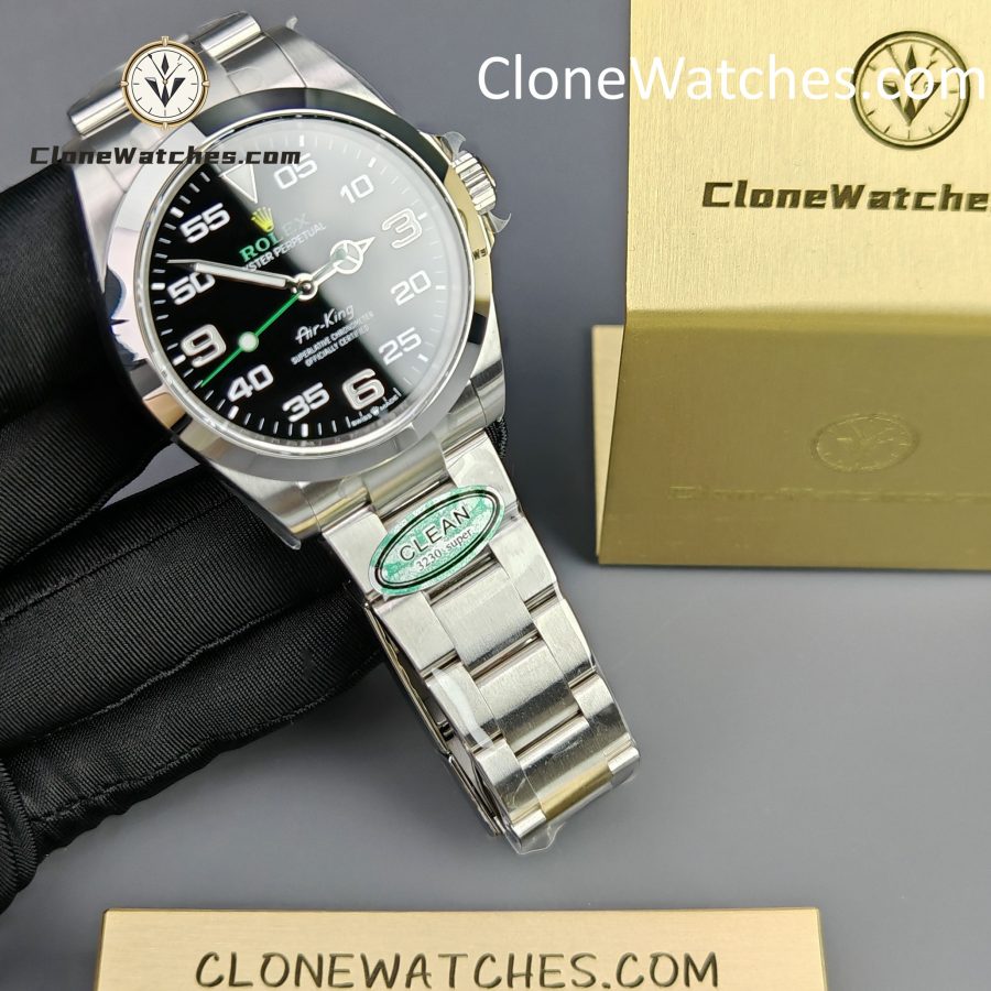 Rolex Super Clone Watches 1:1 Air king Black Dial M126900 3230 Movement - Image 4