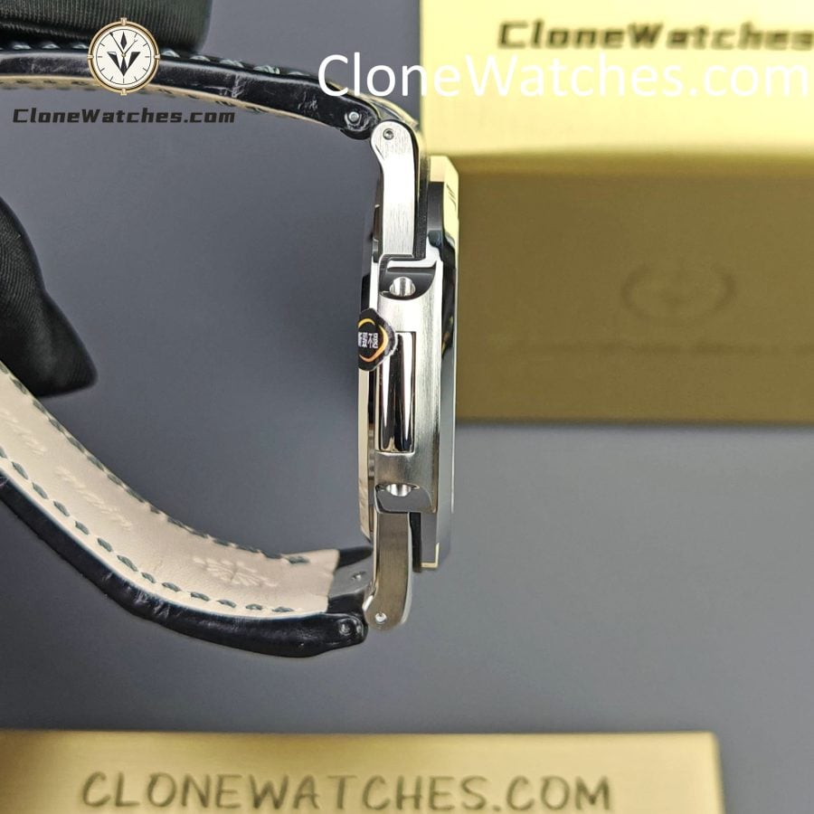 Patek Philippe Super Clone Watches 1:1 Nautilus 5711 Grey Dial Black Leather Strap - Image 8