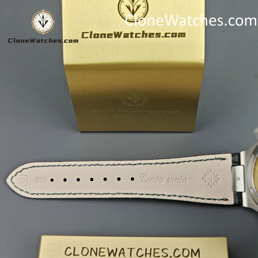 Patek Philippe Super Clone Watches 1:1 Nautilus 5711 Grey Dial Black Leather Strap - Image 11