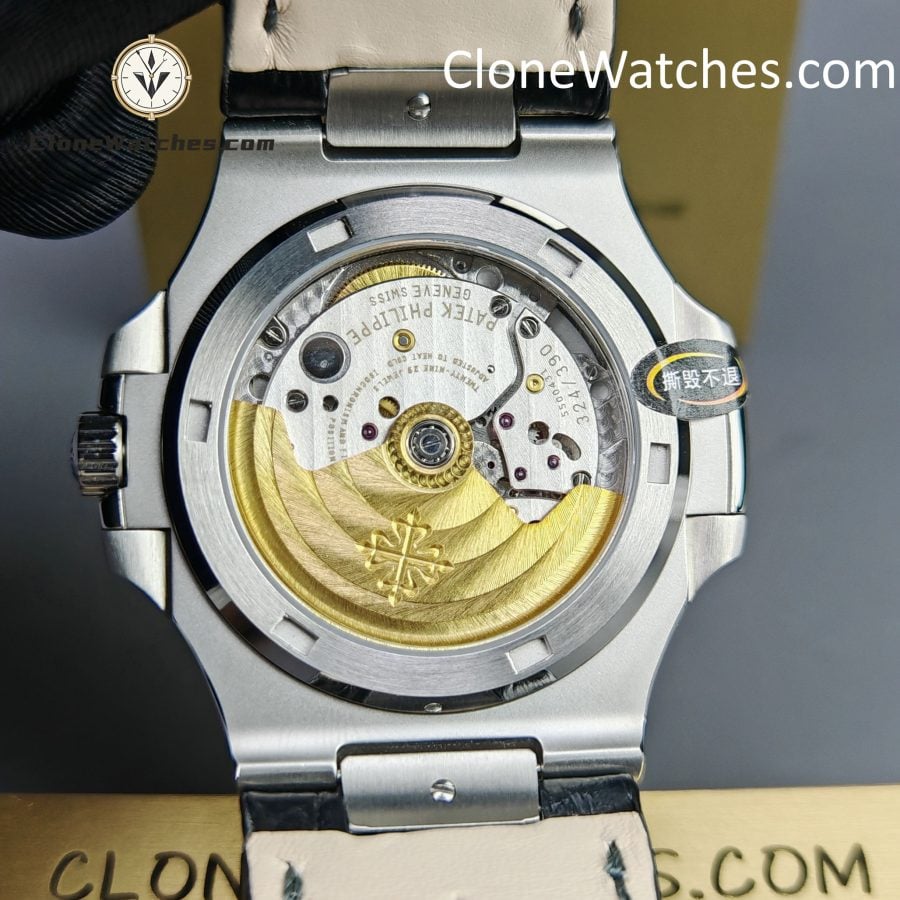 Patek Philippe Super Clone Watches 1:1 Nautilus 5711 Grey Dial Black Leather Strap - Image 12