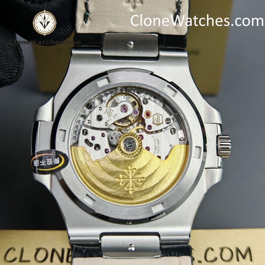 Patek Philippe Super Clone Watches 1:1 Nautilus 5711 Grey Dial Black Leather Strap - Image 13