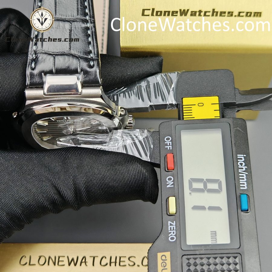 Patek Philippe Super Clone Watches 1:1 Nautilus 5711 Grey Dial Black Leather Strap - Image 14