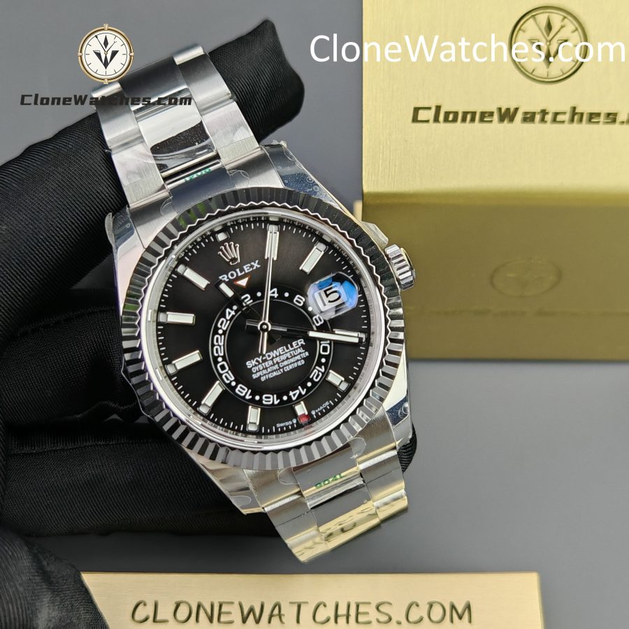 Rolex Super Clone Watches 1:1 Sky Dweller Black Dial Oyster M336934 9002 Movement - Image 6