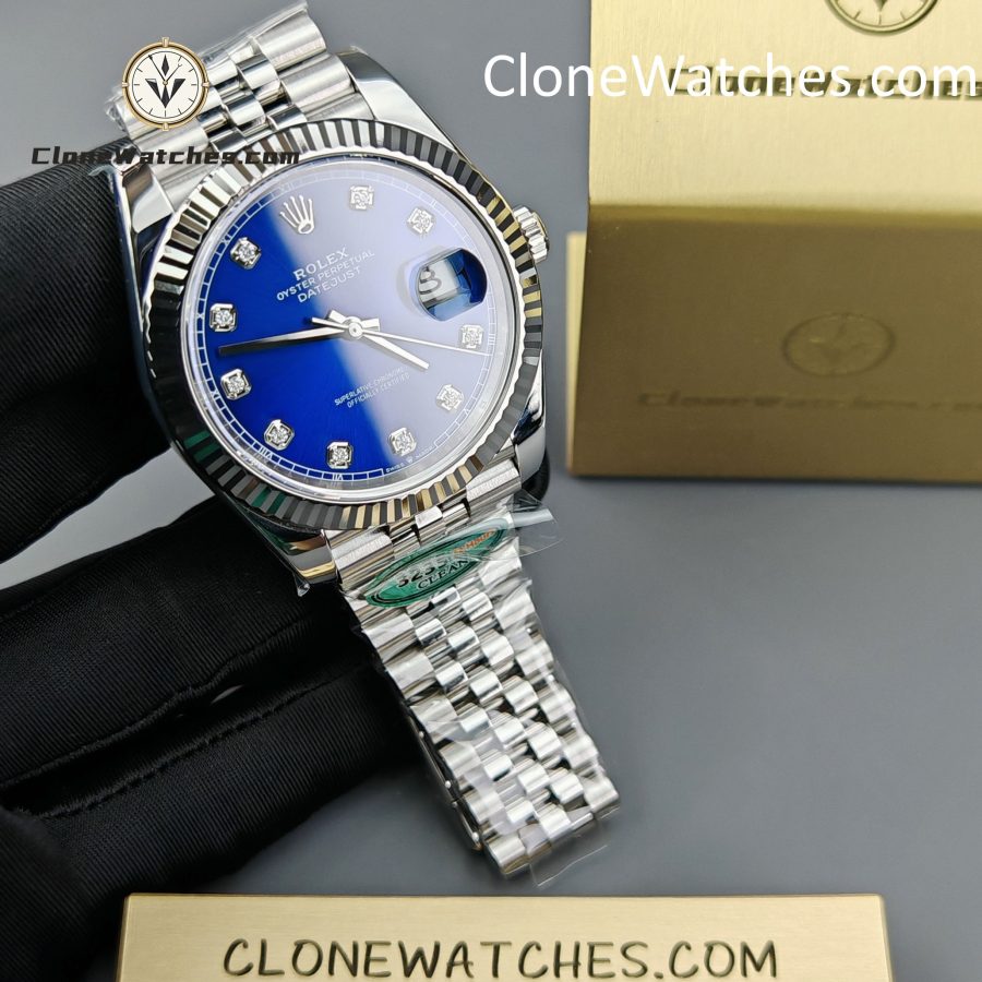 Rolex Super Clone Watches 1:1 DateJust Blue Diamond Dial Jubilee 41MM M126334 3235 Movement - Image 3