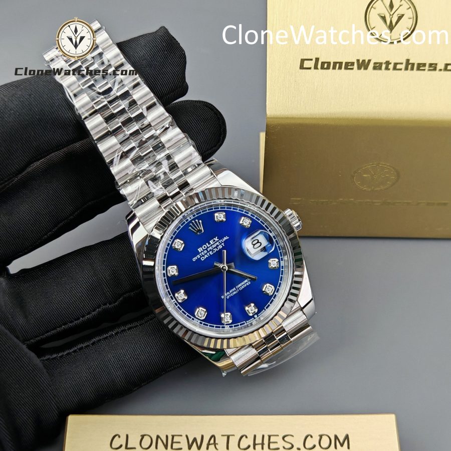 Rolex Super Clone Watches 1:1 DateJust Blue Diamond Dial Jubilee 41MM M126334 3235 Movement - Image 4