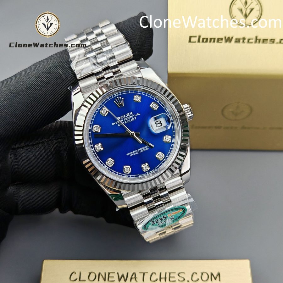 Rolex Super Clone Watches 1:1 DateJust Blue Diamond Dial Jubilee 41MM M126334 3235 Movement - Image 5