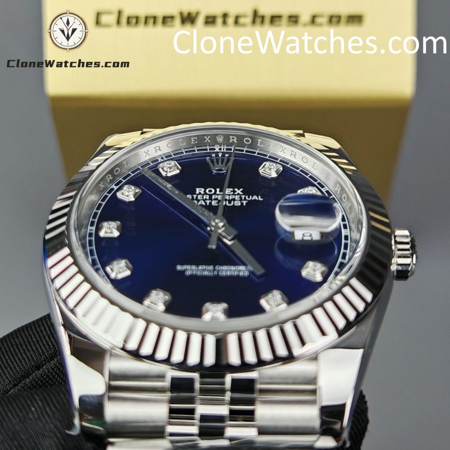Rolex Super Clone Watches 1:1 DateJust Blue Diamond Dial Jubilee 41MM M126334 3235 Movement - Image 12