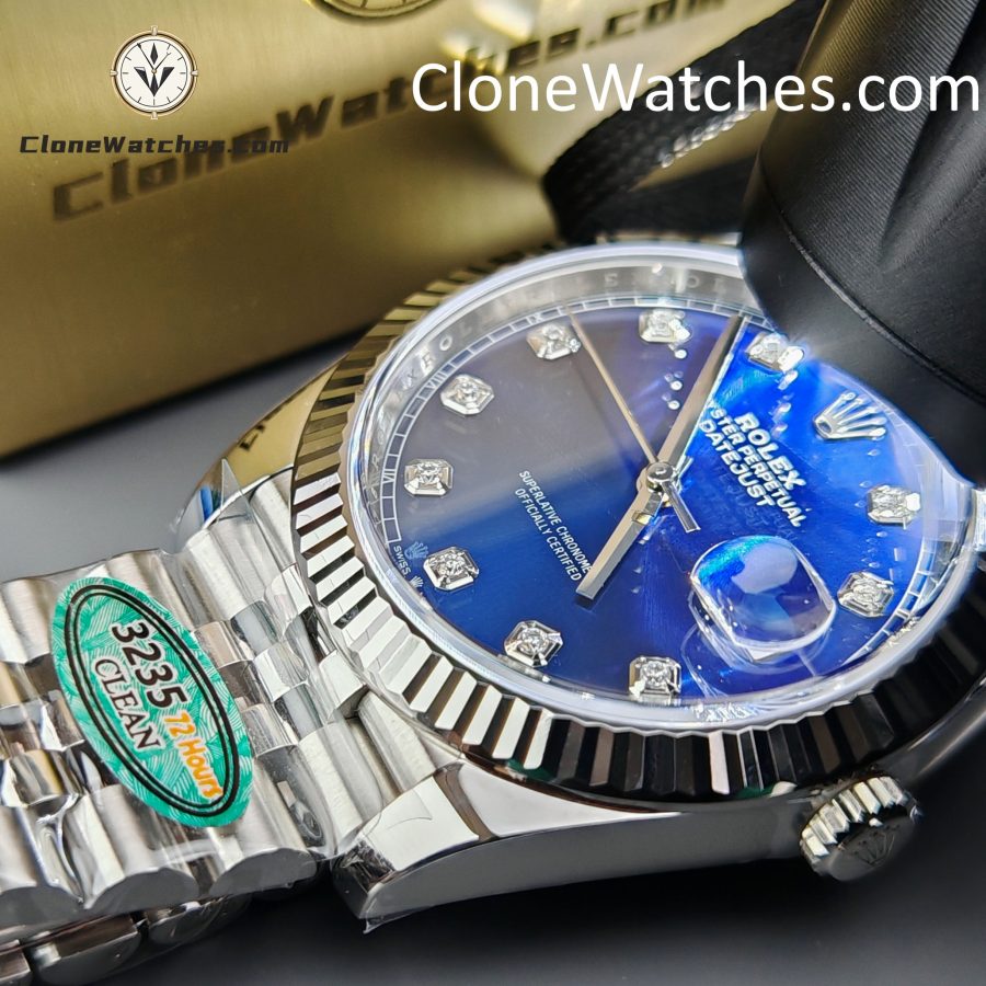 Rolex Super Clone Watches 1:1 DateJust Blue Diamond Dial Jubilee 41MM M126334 3235 Movement - Image 13