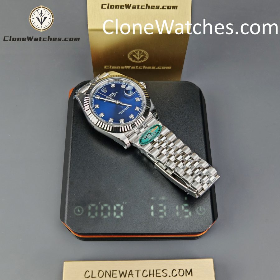 Rolex Super Clone Watches 1:1 DateJust Blue Diamond Dial Jubilee 41MM M126334 3235 Movement - Image 15