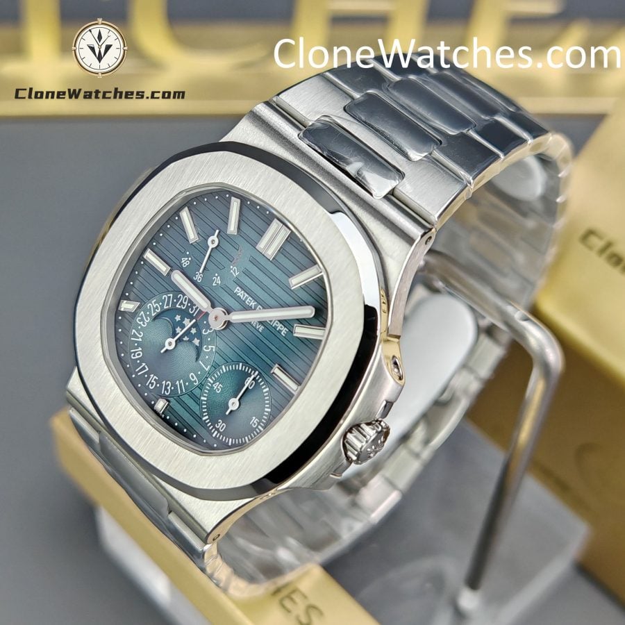 Patek Philippe Super Clone Watches 1:1 Nautilus Moon Phase 5712 Blue Dial New Clasp - Image 3