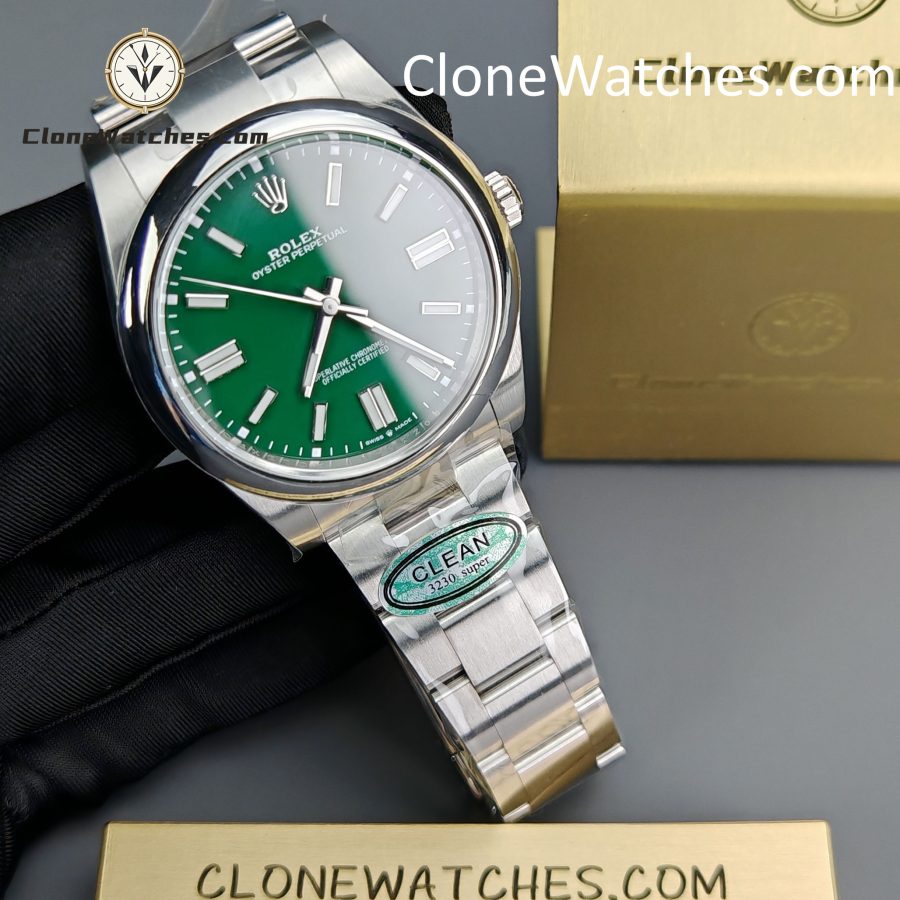Rolex Super Clone Watches 1:1 Oyster Perpetual Green Dial 41mm M124300 3230 Movement - Image 4