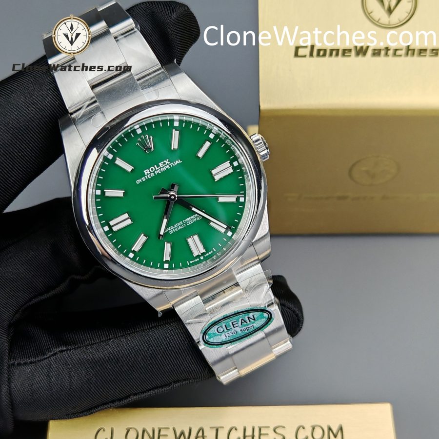 Rolex Super Clone Watches 1:1 Oyster Perpetual Green Dial 41mm M124300 3230 Movement - Image 5