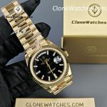Rolex Super Clone Watches 1:1 Day Date 18K Gold Black Diamond Dial 40mm m228238-0059 3255 Movement - Image 4