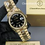 Rolex Super Clone Watches 1:1 Day Date 18K Gold Black Diamond Dial 40mm m228238-0059 3255 Movement - Image 5