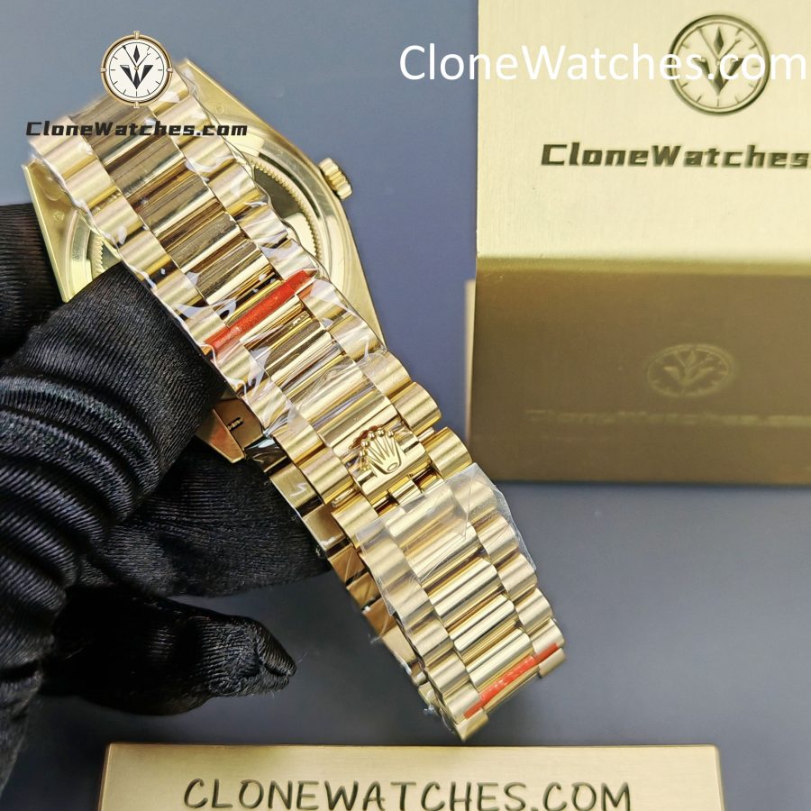 Rolex Super Clone Watches 1:1 Day Date 18K Gold Black Diamond Dial 40mm m228238-0059 3255 Movement - Image 6