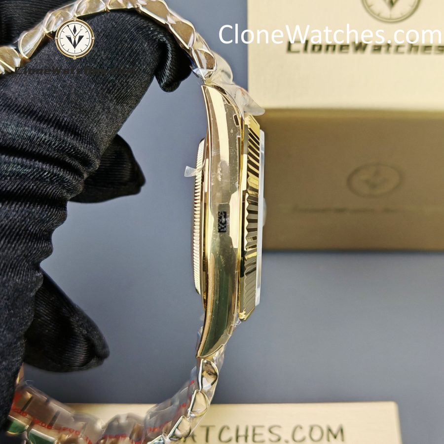 Rolex Super Clone Watches 1:1 Day Date 18K Gold Black Diamond Dial 40mm m228238-0059 3255 Movement - Image 8