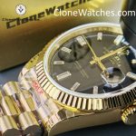 Rolex Super Clone Watches 1:1 Day Date 18K Gold Black Diamond Dial 40mm m228238-0059 3255 Movement - Image 11