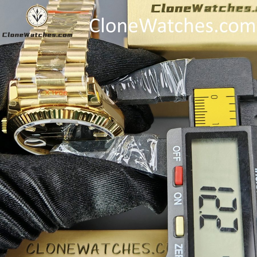 Rolex Super Clone Watches 1:1 Day Date 18K Gold Black Diamond Dial 40mm m228238-0059 3255 Movement - Image 12