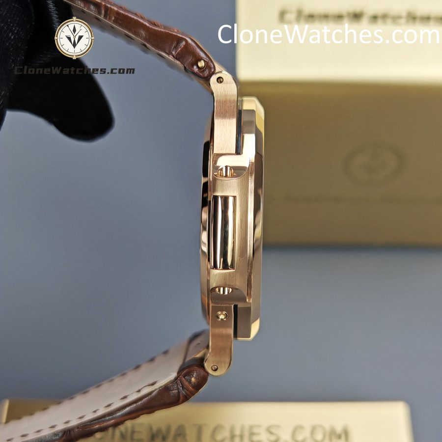 Patek Philippe Super Clone Watches 1:1 Nautilus 5712 Grey Dial Brown Leather Strap - Image 7